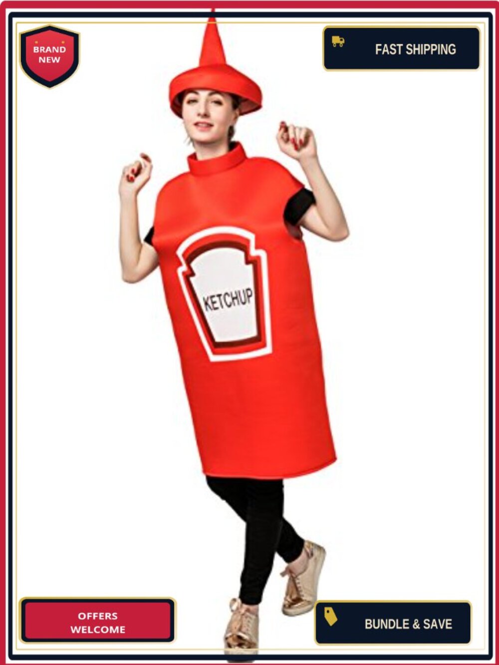 Adult Ketchup Mustard Couples Costume Unisex Halloween Tunic Jumpsuit